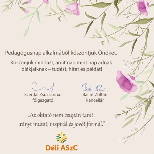 Pedagógusnap alkalmából szeretettel köszöntjük kollégáinkat!