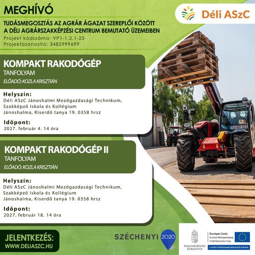 Bemutató üzemi képzésre jelentkezés - Kompakt rakodógép